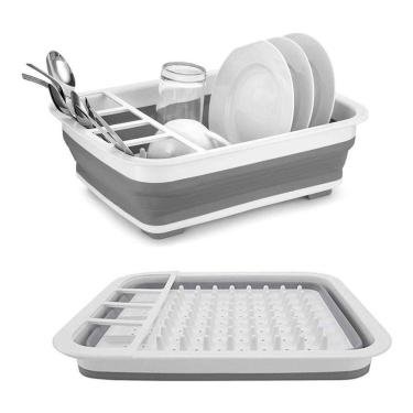 Imagem de Escorredor Pratos Copo Talher Retrátil Silicone Dobrável