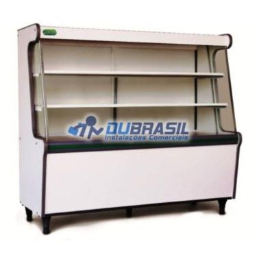 Imagem de Balcão Vitrine Seco Artlux 1,00m Branco Com Faixa Azul Pé