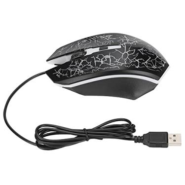Imagem de Mouse para jogos com fio, mouse luminoso com fio USB, 3 botões, resolução óptica de 1600DPI, luz colorida, para laptop, PC, desktop notebook