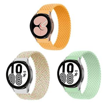 Imagem de ALMNVO Pacote com 3 pulseiras de nylon trançadas elásticas de 22 mm para Samsung Galaxy Watch 3 45 mm/Gear S3 Classic/Frontier/46 mm, pulseira elástica macia para Huawei Watch GT, 22 mm-M