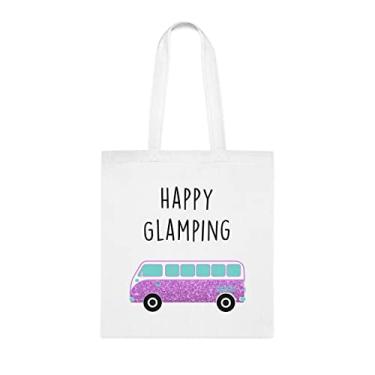 Imagem de Sacola feliz glamour, presente feliz glamour, bolsa de ombro feliz glamour, bolsas reutilizáveis felizes glamping reutilizáveis, cesta de natal de aniversário, ideia de presente para