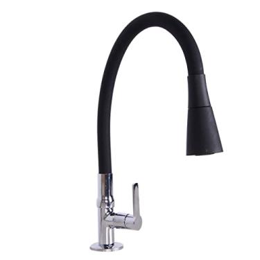 Imagem de Torneira Cozinha Preta Gourmet Bancada Tubo Conico 2 Jatos