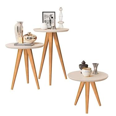 Imagem de jogo 3 mesas retrô pés palito, centro, lateral e apoio california - off white