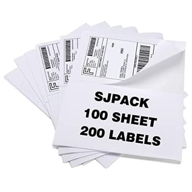 Imagem de SJPACK 200 etiquetas de envio de meia folha para impressoras a laser e a jato de tinta, 200 Labels
