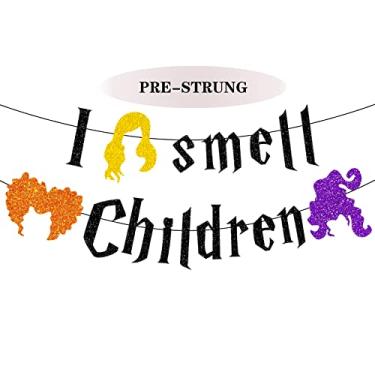 Imagem de Faixa de Halloween infantil I Smell, decorações de festa de Halloween com glitter preto, decorações de Hocus Pocus, decorações de crianças, decorações de Halloween para lareira, escritório