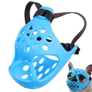 Imagem de Myweyde focinho curto de focinho, Friendly Short Snout Dog Muzzle Soft Silicone, Dog Muzzles para cães pequenos de focinho curto para parar de latir (Blue, L)