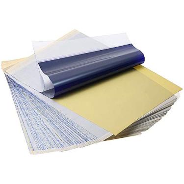Imagem de Papel de transferência de tatuagem - Yesalwas 15 folhas 4 camadas 21,6 cm x 28 cm estêncil térmico para tatuagem papel de rastreamento de carbono acessórios de suprimentos de tatuagem