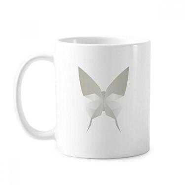 Imagem de Caneca de cerâmica com estampa abstrata de origami de borboleta branca cerâmica xícara de porcelana de café