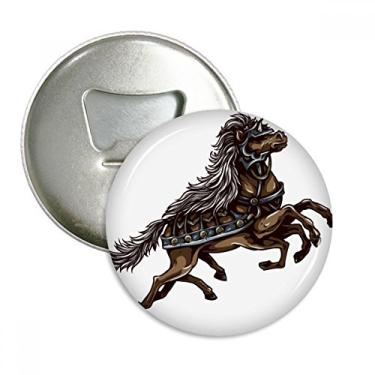 Imagem de Armadura de cavalo correndo com arte animal, abridor de garrafas com ímã de geladeira, emblema multifuncional