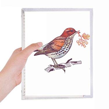 Imagem de Caderno de frutas com ramo de pássaros, flores e frutas, diário recarregável