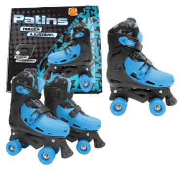 Imagem de Patins Roller Ajustavel Azul 4 Rodas Tamanho G (37-40) dm toys
