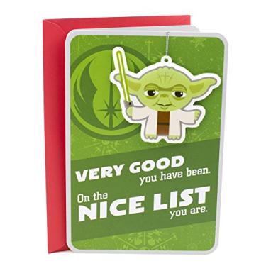 Imagem de Hallmark Cartão de Natal Star Wars (com ornamento de Yoda), Star Wars Yoda, 0599XXH5251