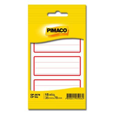 Imagem de Etiqueta Adesiva Pimaco, Multiuso-Escolar, OP-3578-CPVM, Vermelho com pauta, 35 x 78mm, Envelope com 5 fls-15 etiquetas, 886621