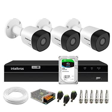 Imagem de Kit 3 Câmeras Bullet HD 720p VHD 3130 B G6 3,6mm - 30m IP67 + DVR Gravador de Video Inteligente Intelbras MHDX 1204 4 Canais + HD 2TB