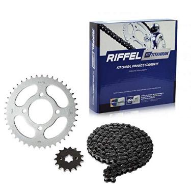 Imagem de Kit Relação Transmissão NXR 125 Bros ES/KS 2003 até 2005 Com Corrente Titanium (1045) Riffel 71847