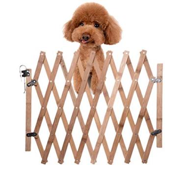 Imagem de Portão de Madeira Independente para Animais de Estimação, Peso Leve, Portão de Madeira Ajustável para Interior, Cerca de Segurança para Cachorros de Estimação