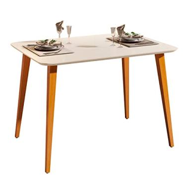 Imagem de Mesa de Jantar Retangular 120x80 Tampo MDF 25 mm Pes em Madeira (Off White/Legno)