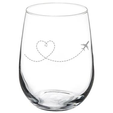 Imagem de Copo de vinho Goblet coração amor viagem avião (sem haste de 425 ml)