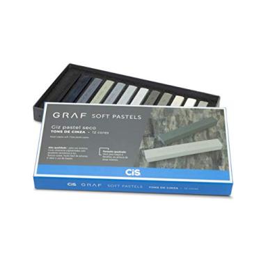 Imagem de Giz Pastel Seco Graf Soft, CIS, Caixa c/12 cores com tons de cinza sortidas