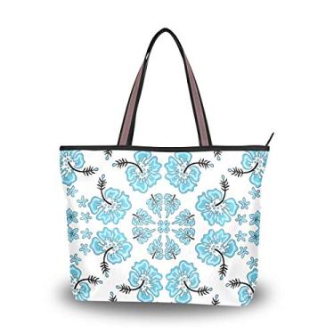 Imagem de Bolsa de ombro azul estampa floral bolsa de mão para mulheres e meninas, Multicolorido., Large
