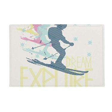 Imagem de DIYthinker Tapete colorido de esqui de inverno com ilustração e tapete antiderrapante para porta de banheiro