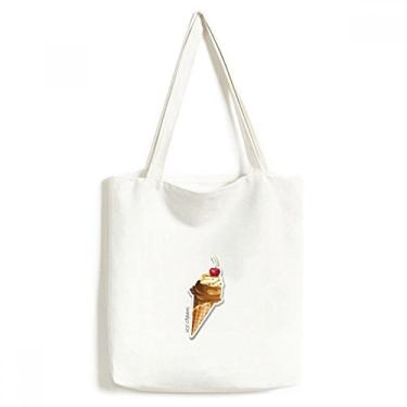 Imagem de Cherry Chocolate doce sorvete cone sacola de lona bolsa de compras casual bolsa de mão