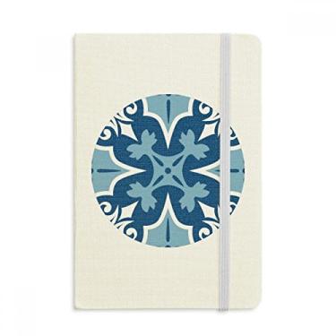 Imagem de Marrocos Caderno decorativo floral azul ilustração oficial tecido capa dura diário clássico