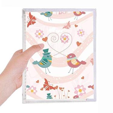 Imagem de Caderno Pink Green Love Birds Dia dos Namorados Folhas Soltas Diário Recarregável Diário Papelaria