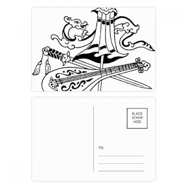 Imagem de Guarda-chuva chinês espada dragão desenho cartão postal aniversário correspondência cartão de agradecimento