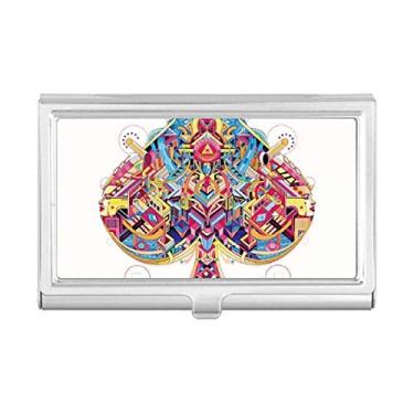 Imagem de Porta-cartões de visita com padrão geométrico Spade Playing Cards