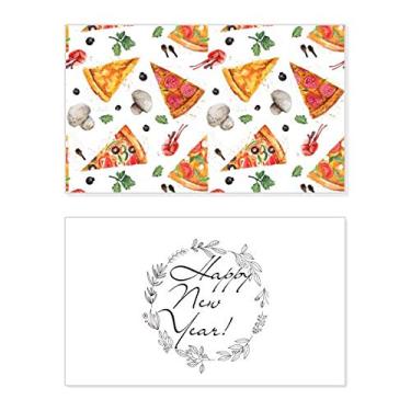 Imagem de Delious Food Pizza Ilustration Pattern New Year Festival Greeting Card Bless Message Gift