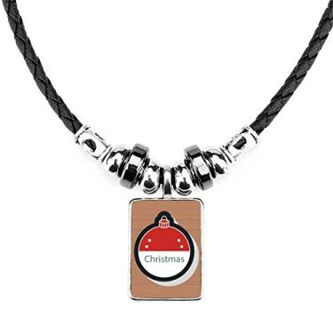 Imagem de DIYthinker Colar de Natal com ícone de desenho animado de Natal, joias, torque, pingente de corda de couro