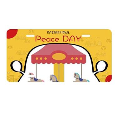 Imagem de DIYthinker Placa de carro colorida com estampa de parque de museu de carrossel para decoração de carro