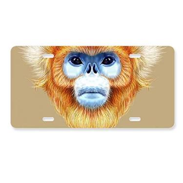 Imagem de DIYthinker Placa de carro de macaco com nariz dourado, acessório de aço inoxidável para decoração de carro