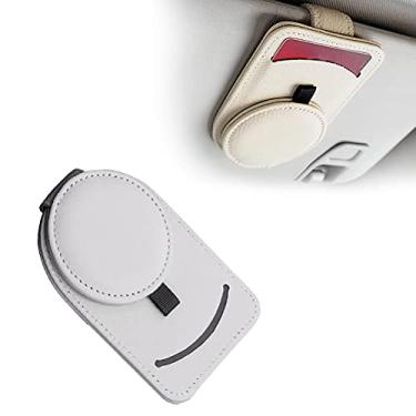 Imagem de Suporte Magnético Para óculos De Sol Para Carro, Organizador De Viseira De Carro, Cabide De Couro Para óculos, Clipe Para Cartão De Ingresso, Montagem De óculos, Chave De Licença(Bege)