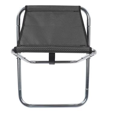 Imagem de Banquinho Portátil Dobrável Suporte de Alumínio Compartimento Inferior Resistente a Rasgos Banco Dobrável Ao Ar Livre Acampamento (Cinza prateado)