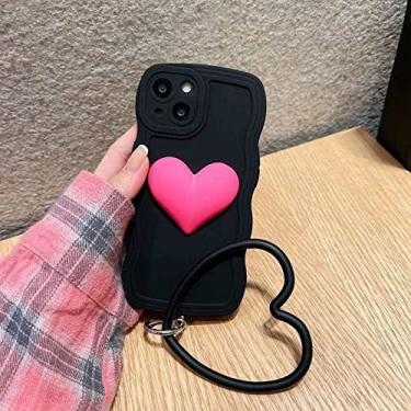 Imagem de 3D Heart Ring Silicone Waves Phone Case For Samsung Galaxy A71 A51 A31 A21 A11 A01 A10 A20 A30 A50 A7 2018 A13 Lite 4G Soft Cove, Black Heart Ring, For Galaxy A01 (EU)