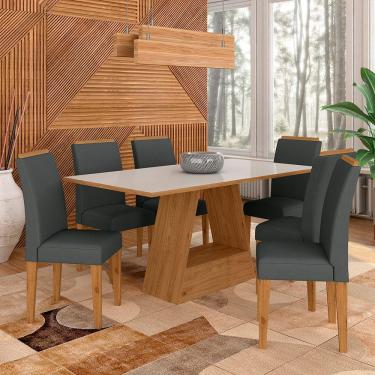 Imagem de Mesa Com 6 Cadeiras Pierre 1,60 Cin/off White/cinza - Móveis Arapongas