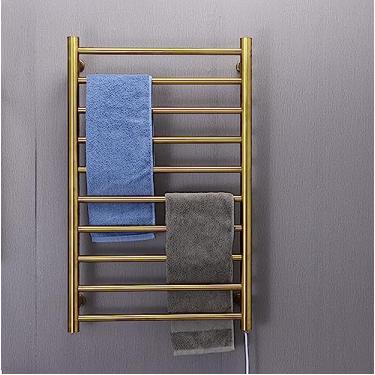 Imagem de Toalheiro Elétrico de Aço Inoxidável Com Temporizador Inteligente Temperatura Constante para Roupas Aquecido Toalheiro De Secagem de Banheiro Radiador,Gold,800 * 500 * 120mm
