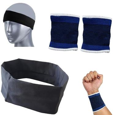 Imagem de Kit Munhequeira Tensor Protetor De Punho Mão Pulso + Faixa Headband Anti Suor Testeira