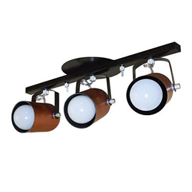 Imagem de Spot No Trilho Para 03 Lampadas - Ideal para Sala, Cozinha, Quarto (Preto com Cobre)