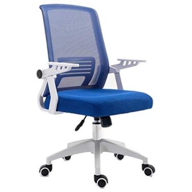 Imagem de Cadeira de escritório ergonômica giratória executiva multifuncional de malha com costas médias Cadeira de computador Cadeira de escritório doméstico com braços ajustáveis ​​(cor: azul) Practical