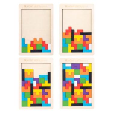 Imagem de Brinquedos infantis/Tetris de madeira Quebra-cabeça de madeira colorido Tangram Quebra-cabeça Quebra-cabeça Brinquedos Educativos Infantil para Desenvolver o cérebro