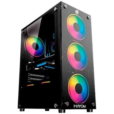 Imagem de Gabinete Gamer Hayom Gb1749, Usb 3.0, Lateral Em Vidro Temperado, 4x Fans Rgb