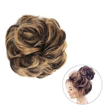 Imagem de Mulheres Bun Scrunchies 1 pçs ao redor no cabelo rabo de cavalo rosquinha coque acessórios de cabelo para mulheres sintético bagunçado cacheado ondulado chignon com envoltório de elástico Pão (Color