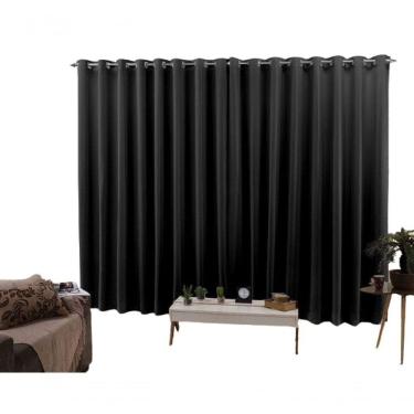Imagem de Cortina 6,00x2,50 Sala Quarto Cozinha Blackout Corta Luz Cor: Preto