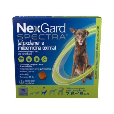 Imagem de NexGard Spectra Antipulgas e Carrapatos para Cães de 7,6 a 15kg 3 Tabletes