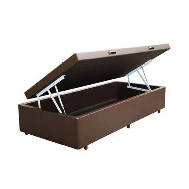 Imagem de Base Cama Box Baú Blindado Solteiro Corino Marrom 43x88x188