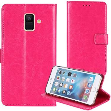Imagem de TienJueShi Capa protetora de couro flip estilo livro rosa carteira TPU silicone Etui para Samsung Galaxy A8 + A8 Plus 2018 6 polegadas