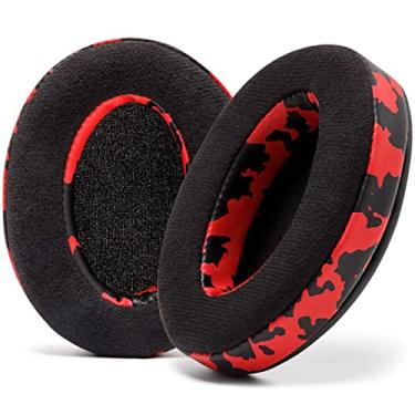 Imagem de WC Padz Velour - The Ultimate Pads da Wicked Cushions - Para Audio Technica, Hyperx, Steelseries Arctis - Extra Grosso - Abertura Maior - Espuma de Memória Macia | (Camuflagem vermelha)